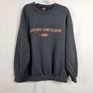 Harley-Davidson Longsleeve Crew Neck Pullover Sweater In Charcoal - Size XXL